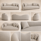 Velvienne Linen Curved Sofa - Grey