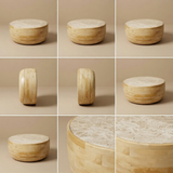 Zahara Marble & Mango Wood Coffee Table – 100 x 100 cm
