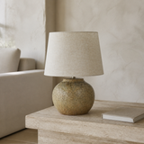Amour Ceramic Lamp Natural styled in a Mediterranean minimalist living room