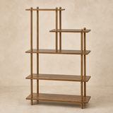 Ancora timber display shelf in a warm beige studio