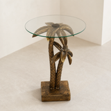 Antigua sculptural palm side table elevated three-quarter view