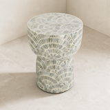 Aria mother-of-pearl mosaic stool elevated view