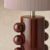 Arizona Ceramic Lamp glossy ceramic and striped shade detail