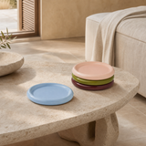 Arli four-piece glazed ceramic set in a Mediterranean living room