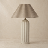 Aspen Resin Lamp Ivory on a warm beige studio background