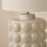 Aspen Resin Lamp Ivory Small raised circular resin finish close-up