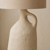 Aspen Resin Table Lamp sculptural resin and linen finish close-up
