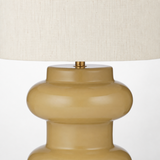 Aspen Resin Table Lamp Ivory Large glossy resin and linen finish close-up