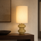 Aspen Resin Table Lamp Ivory Large illuminated in an evening interior