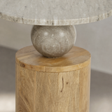 Assisi Marble & Timber Side Table marble and timber finish close-up