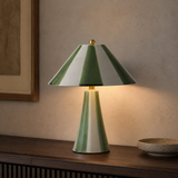 Athol Ceramic Lamp Natural illuminated in an evening interior