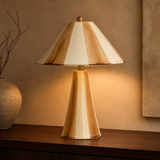 Athol Ceramic Lamp White illuminated in an evening interior