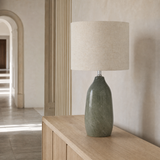 Bali Rattan Lamp from an alternate angle in a European gallery hallway