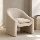 Bergamo cream upholstered armchair from an alternate angle