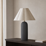 Bern Pink ceramic table lamp from an alternate angle in a European minimalist interior