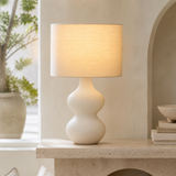 Bondi Rattan Lamp glowing in a premium Mediterranean interior