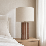 Boyd Ceramic Table Lamp Brown in serene European minimalist bedroom