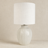 Braid Ceramic Lamp on warm beige Elara studio background