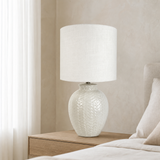 Braid Ceramic Lamp in serene European minimalist bedroom