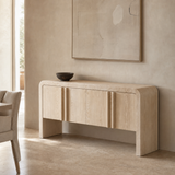 Brescia White Oak Sideboard in a warm beige European dining room