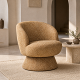 Bressanone sculptural camel chair in premium Mediterranean living room