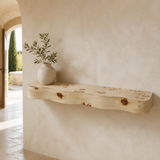 Burley pale natural timber live-edge piece in a Mediterranean entry hall