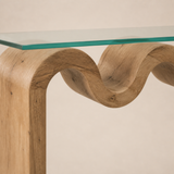 Byron Coastal Console — glass and sculptural timber detail