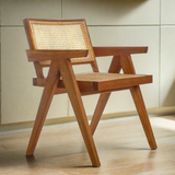 Elba Nordic Rattan & Wood Dining Chair - Natural Brown Colour