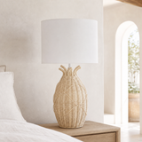 Cali natural rattan table lamp in a refined Mediterranean bedroom