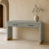 Camano patterned console table in a premium Mediterranean entryway