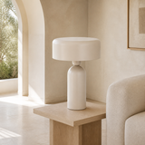 Capri ivory ceramic table lamp in a premium Mediterranean living room