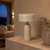 Capri ceramic table lamp in a Mediterranean interior at blue hour