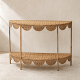 Capua rattan console table in a warm beige Elara studio