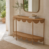 Capua natural rattan console table in a refined Mediterranean hallway