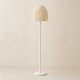Carter beaded floor lamp in a warm beige Elara studio