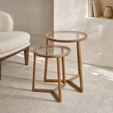 Castello oak nesting tables in a refined Mediterranean library corner