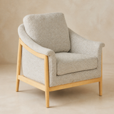 Catania Velvet Accent Chair in a warm beige studio