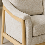 Close-up of Catania chair upholstery and pale oak frame