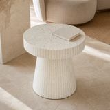 High three-quarter view of Chiana shell mosaic table