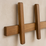 Close-up of Draper timber wall rack grain, rounded edges and joinery