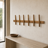 Draper six-hook timber wall rack in a European minimalist entryway