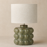 Drift olive resin table lamp in warm beige Elara studio