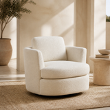 Elara Cloud Swivel Chair in a premium Mediterranean living room