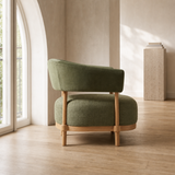 Rear view of Emerald Sovereign Chair in a European minimalist interior