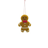 Gingerbread Man Hanging Decoration Felt 8x11cm Brown
