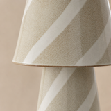 Close-up of Faro Ceramic Table Lamp Ivory glazed ceramic pattern and rim