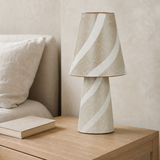 Faro Ceramic Table Lamp Ivory in a European minimalist bedroom