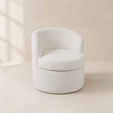 Fenice Round Boucle Ottoman seat in warm beige Elara studio