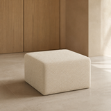 Fiesole Linen Ottoman Beige in a refined European minimalist interior