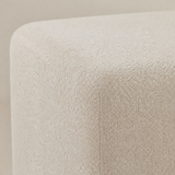 Fiesole Linen Ottoman Beige rounded corner and fabric detail
